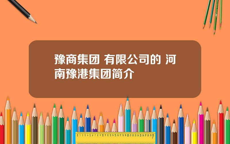 豫商集团 有限公司的 河南豫港集团简介